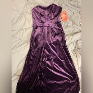 Velvet strapless jumpsuit